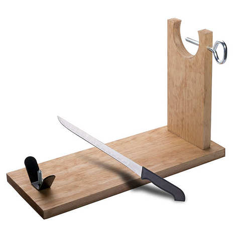 Schinkenhalter und Messer aus Kiefernholz