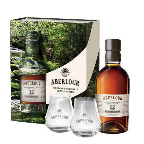 Whisky Aberlour 12 Jahre alt Un-chillfiltered Geschenkbox 2 Gläser 48%