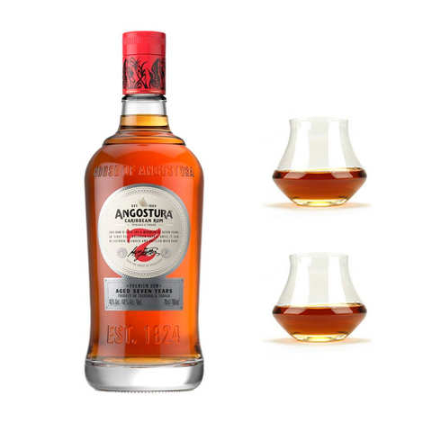 Angostura 7 YO - Rum aus Trinidad &amp; Tobago 40% und 2 Gläser