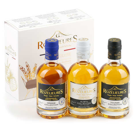 Rozelieures Whisky – Discovery-Geschenkbox mit 3 Flaschen à 20 cl.