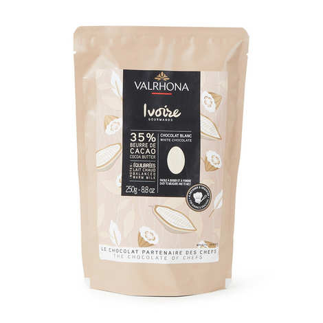 Elfenbeinweiße Gebäckschokoladenbohnen 35 % – Valrhona