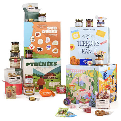 Set mit 2 Gourmet-Adventskalendern: Cube der Terroirs Frankreichs + Südwestfrankreichs
