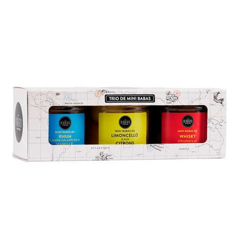 Trio von Mini-Babas: Vanillerum, Kaffeewhisky und Zitronenlimoncello