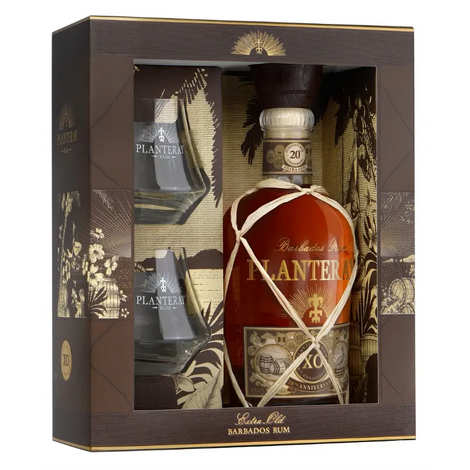 Planteray XO 20. Jubiläums-Rum-Geschenkbox, 2 Gläser
