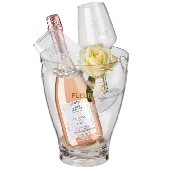 Charmante Schönheit mit Prosecco Rosé Albino Armani DOC (75 cl) inkl. Eiskübel und zwei „Connaisseur“-Gläsern