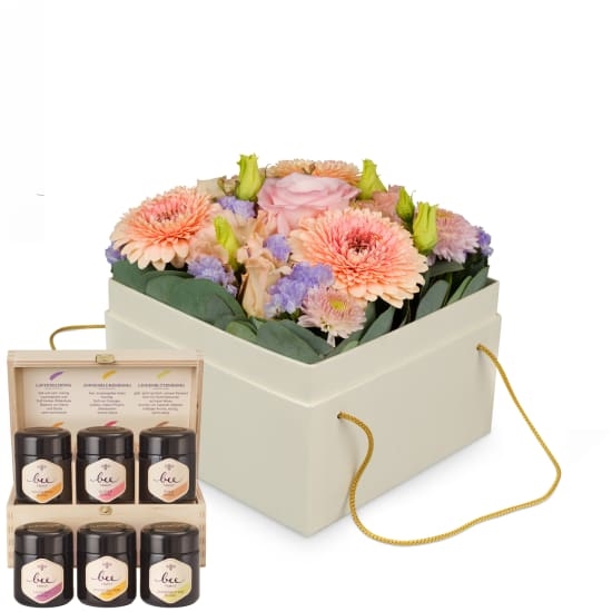 Blumenkasten «Barcelona» (15 cm) Mit Honig Geschenkset