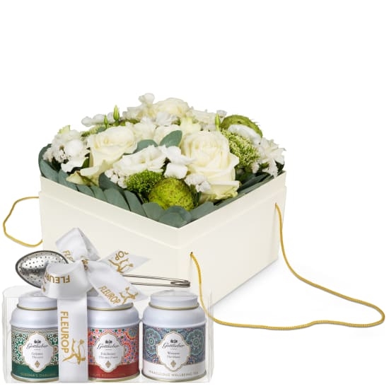 Flowerbox «Dublin» (20 cm) mit Gottlieber Tee-Geschenkset