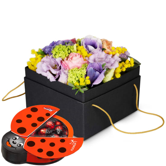 Blumenkasten „Tokyo“ (15 cm) mit Munz-Schokoladen-Marienkäfer