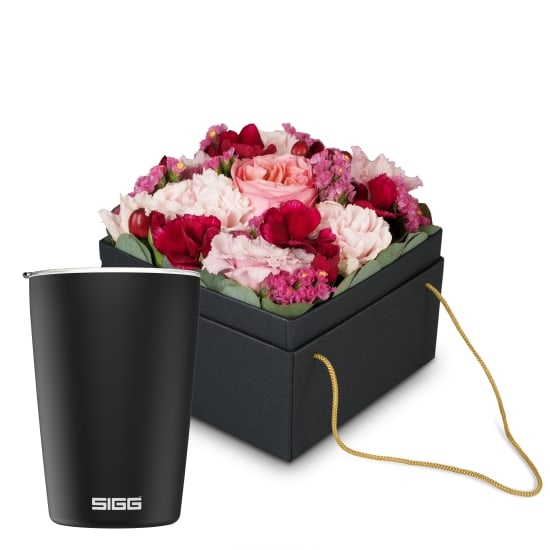 Flowerbox «Seville» (15 cm) mit SIGG Reisebecher NESO Cup Pure Ceram Black 0.3L