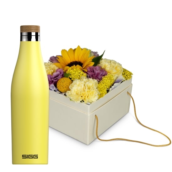 Blumenbox «Arles» (15 cm) mit SIGG Trinkflasche Meridian Ultra Lemon 0.5L