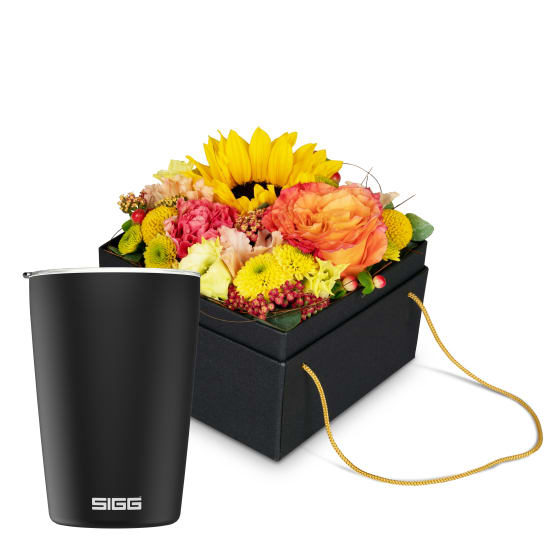 Flowerbox «Cuzco» (15 cm) mit SIGG Reisebecher NESO Cup Pure Ceram Black 0.3L
