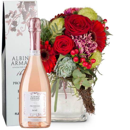 Flower bouquet «Only for You» with Prosecco Rosé Albino Armani DOC (Minimum)
