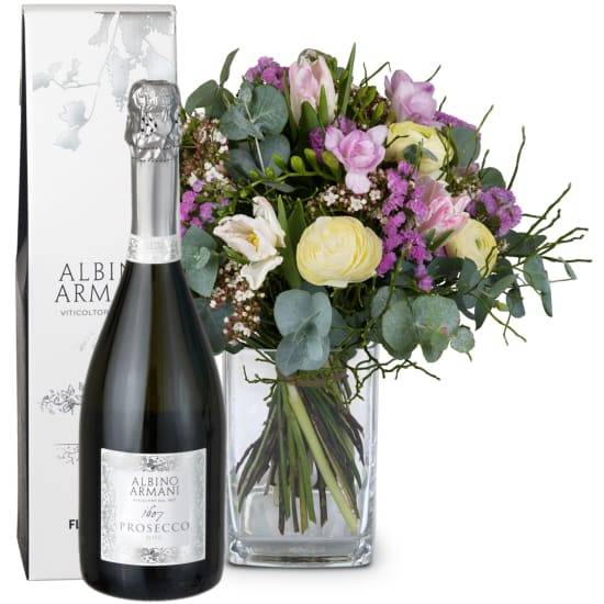 Flower bouquet «Tender Spring Greetings» with Prosecco Albino Armani DOC (Minimum)