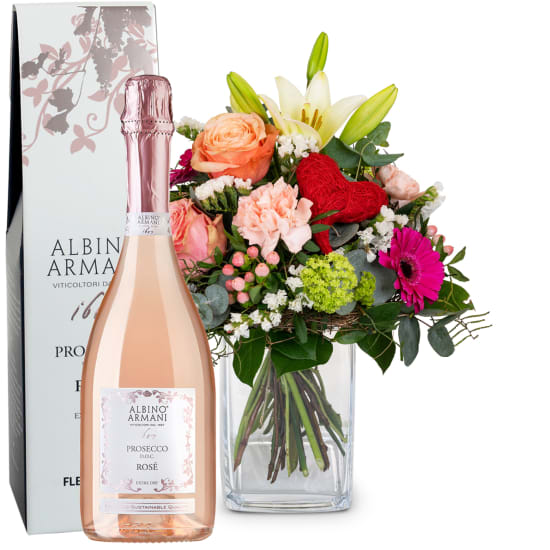 Muttertagsstrauß mit Prosecco, Rosé Albino Armani DOC (Mindestmenge)