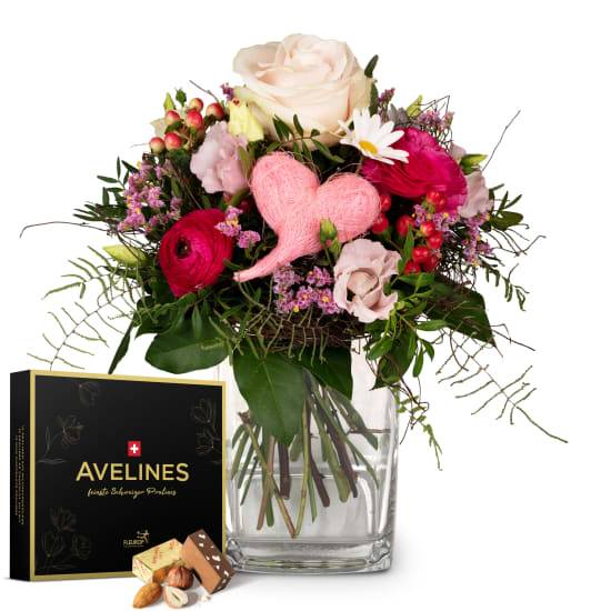 Blumenstrauß nur für dich ... mit Avelines-Pralinen von Maestrani (Mindestbestellmenge)