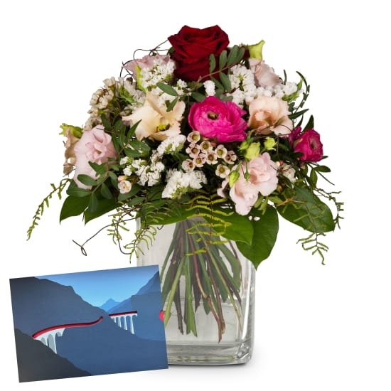 Flower bouquet Thinking of You ... with a gift voucher from the Rhaetian Railway (Minimum)