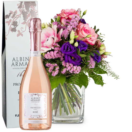 Blumenstrauß „Frühlingsprinzessin“ mit Prosecco Rosé Albino Armani DOC (Mindestmenge)