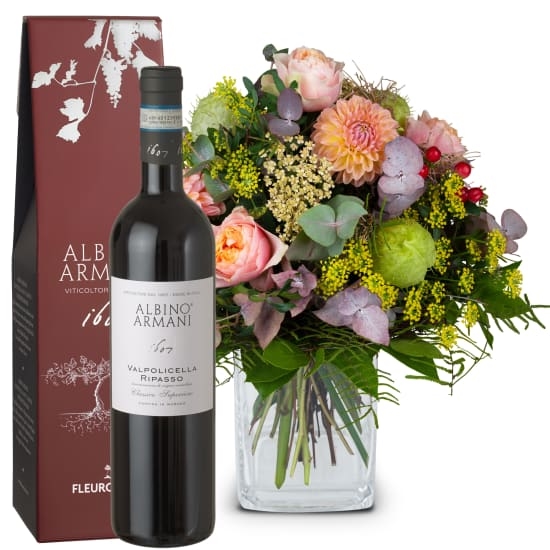September-Blumenstrauß des Monats mit Ripasso Albino Armani DOC (Minimum)