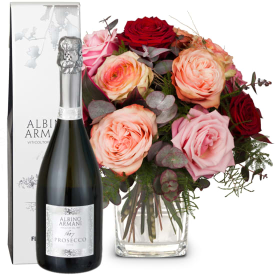 Romantische Rosen mit Prosecco Albino Armani DOC (Minimum)