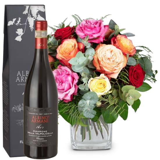 Flower bouquet «Rose Dream» with Amarone Albino Armani DOCG (Minimum)