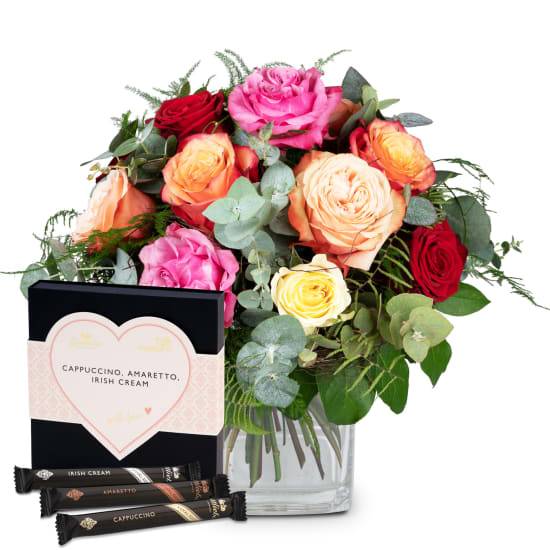 Blumenstrauß „Rosentraum“ mit Gottlieber Huppen „Mit Liebe“ (Minimum)