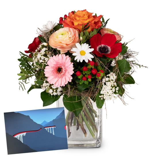 Flower bouquet «Melody of Spring» with a gift voucher from the Rhaetian Railway (Minimum)