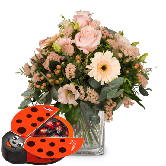 Delicate Seasonal Bouquet mit Munz Schoko-Marienkäfer (Minimum)