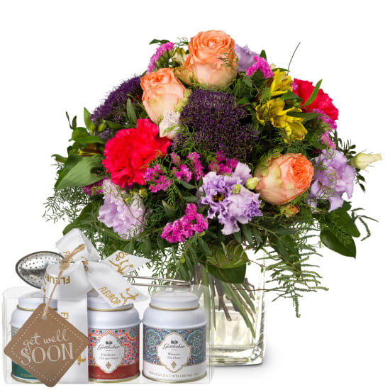 Symphonie der Farben inkl. Gottlieber Tee-Geschenkset und Geschenkanhänger «Gute Besserung» (Minimum)