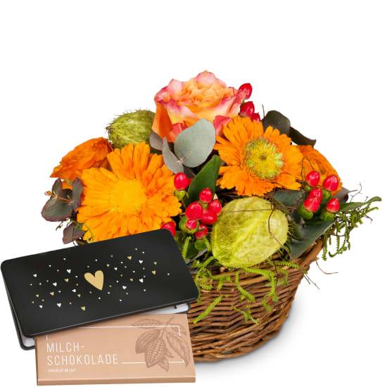 Flower arrangement «Pure Spring» with Munz bar of chocolate «Heart» (Minimum)