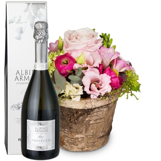 Flower arrangement «Sweet Spring Melody» with Prosecco Albino Armani DOC (Minimum)