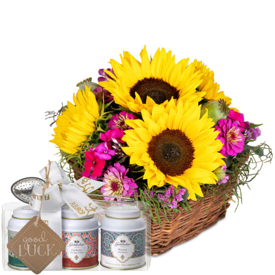 Sunny Day mit Gottlieber Tee-Geschenkset und hängendem Geschenkanhänger «Good Luck» (Minimum)