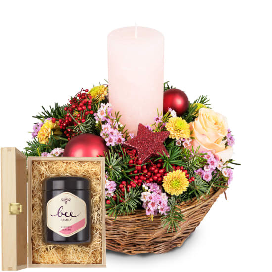 Adventzauber mit zarten Blüten mit Bee-Family Schweizer Blütenhonig (Minimum)