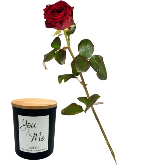 1 Rote Rose mit Duftkerze «You &amp; Me» von Chrüterei