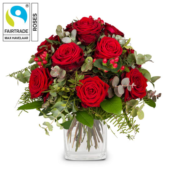 Ich liebe dich mit Fairtrade Max Havelaar-Roses (Minimum)