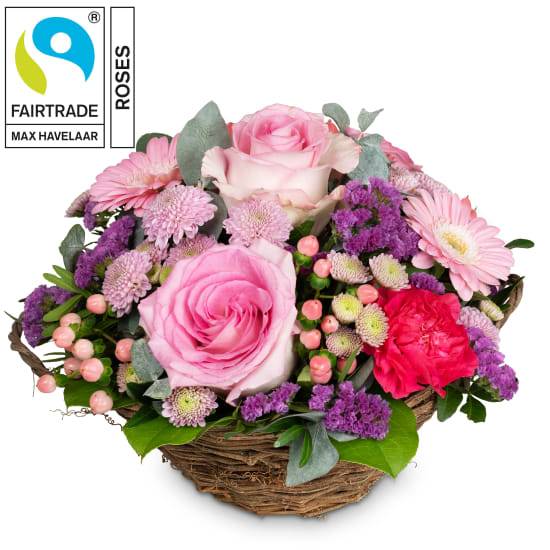 Blumenarrangement „Lovely Surprise“ mit Fairtrade-Rosen von Max Havelaar (Minimum)