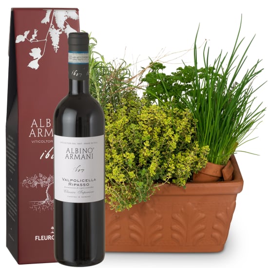 Kräuterbox mit Ripasso Albino Armani DOC (75 cl)