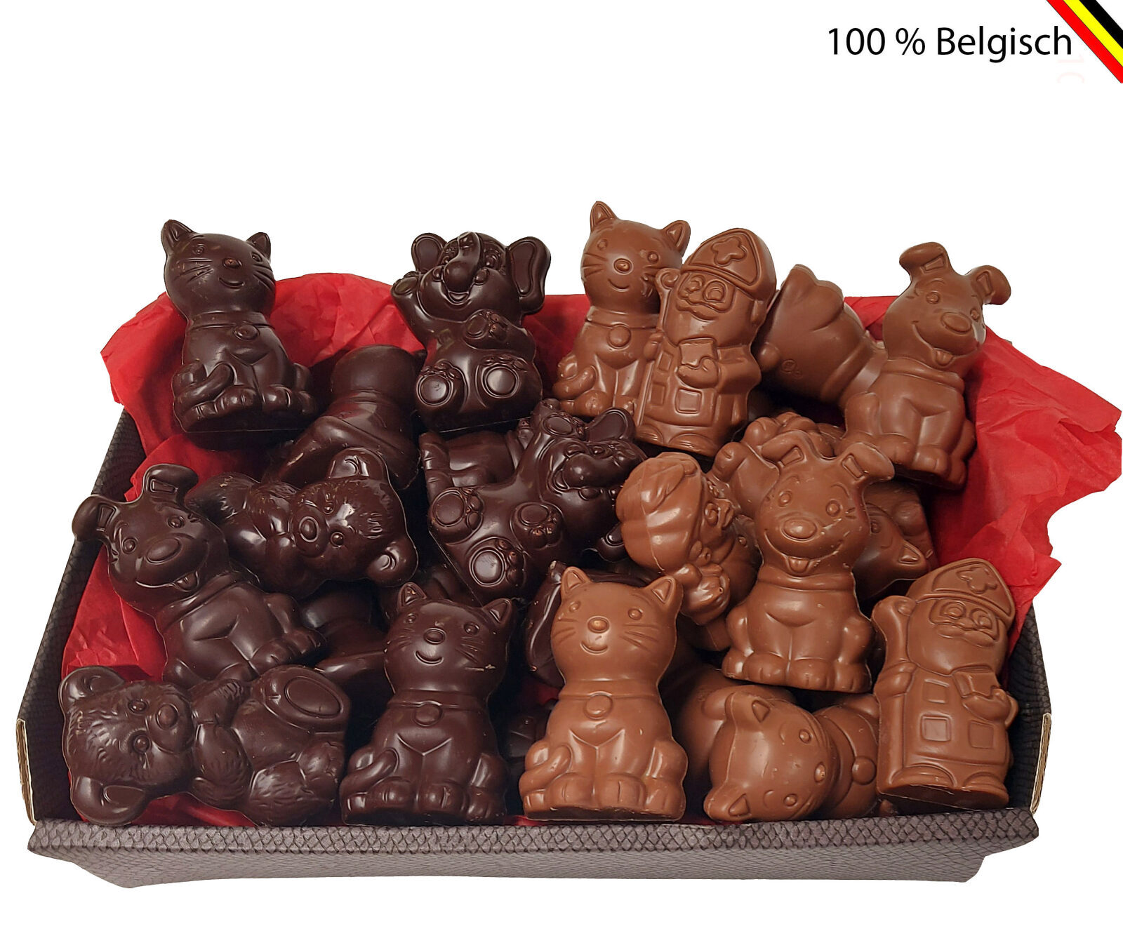 Nikolauskörbchen gefüllt mit 30 kleinen Schokoladenfiguren