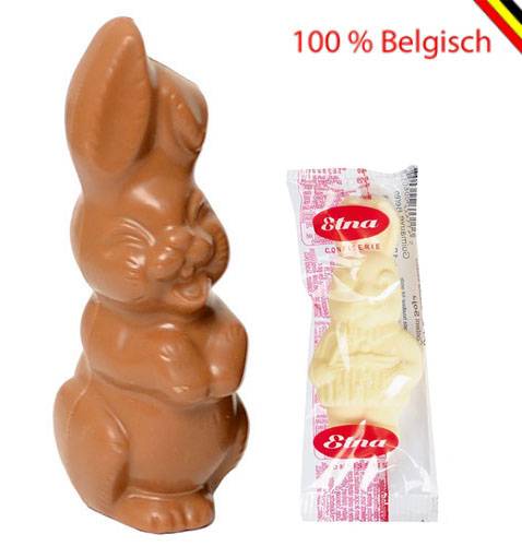 4 Stück Lachender Hase Schokolade Callebaut 12 cm (M, W, D) und Guymauve