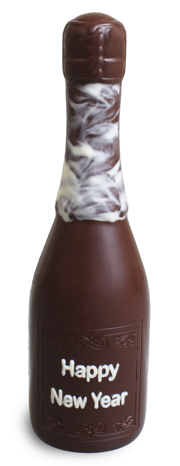 Schokoladen-Champagnerflaschen für Nieuwjaar, reine Callebaut-Schokolade